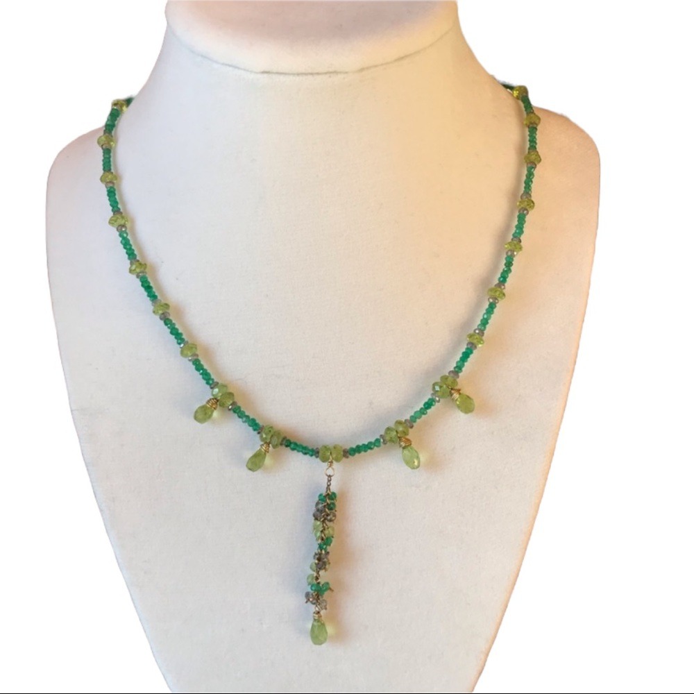HANDMADE Green Beaded Statement Necklace